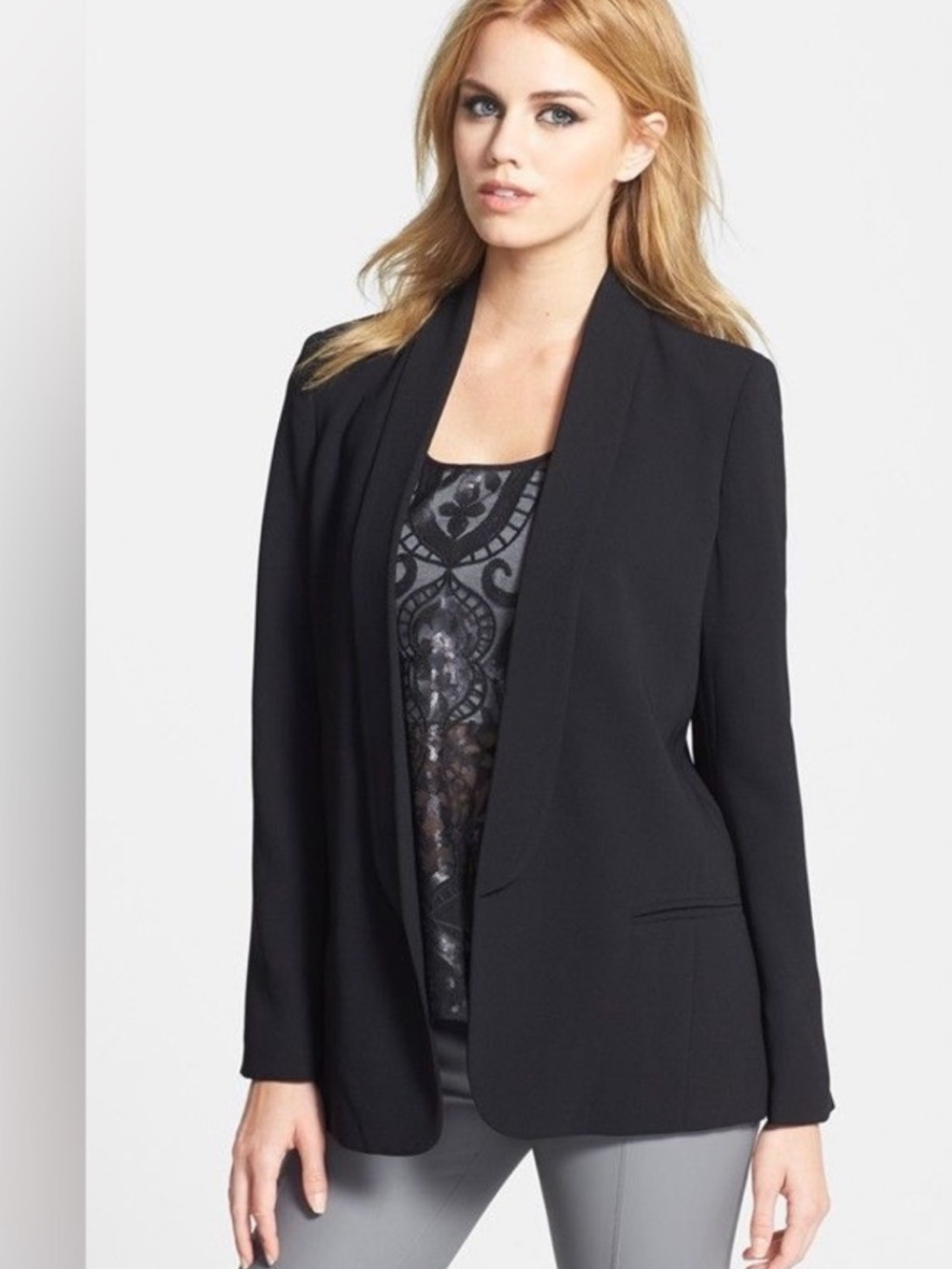 MURAL Boyfriend Open Black Blazer, Small